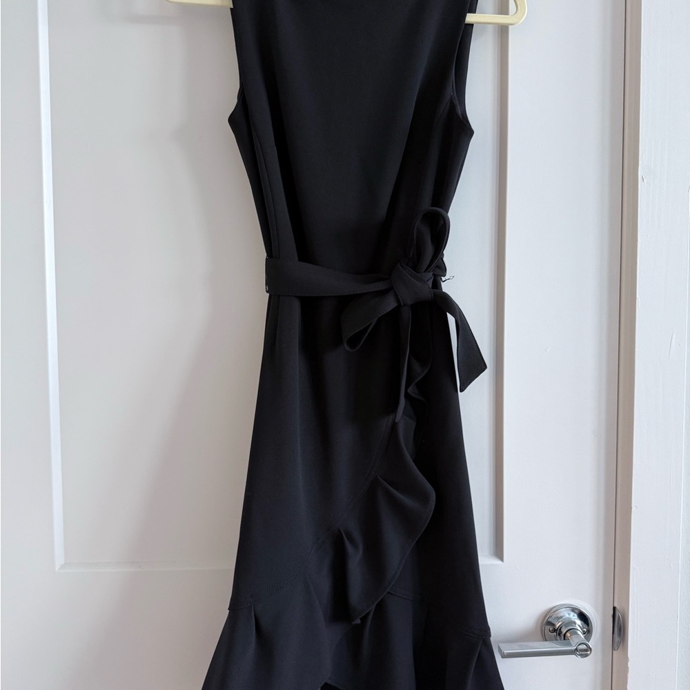 Calvin Klein Black Midi Dress with Ruffles